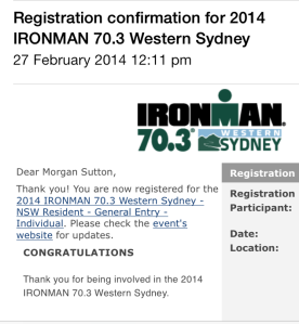 Ironman 70.3 Confirmation!